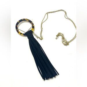 Main street Collection Long Tortoiseshell and Black Tassel Necklace​ New